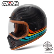 Gille Helmet AF10 CARBON SR8 RETRO Motorcycle Helmets Vintage Full Face Single Visor Free  Bag