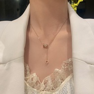 T Titanium Steel Non-Fading Small Waist Light Luxury Necklace Female 2023 Influencer Niche High-End Design Necklace Clavicle Chain Girl Necklace iu Cute Jewelry Wear Matching Gifts Jewelry