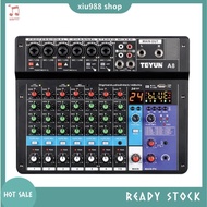 (Ready Stock) TEYUN A8 Portable Mixer Sound Card 8-Channel Mixing Console Computer Recording DJ Audio Equipment EU Plug