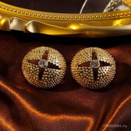 High-End Female French Silver Needle Alloy Hollow Niche Unique Design Retro Earrings 925 Earrings LQ