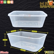 TAGE T 1000 650 750 1000 ml Rectangular PP Container & Lid ( 50sets± ) Lunch Box Disposable Box T-10