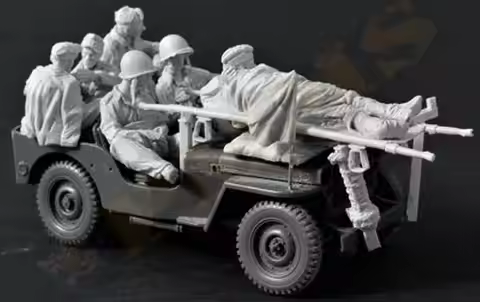 B124# 1/35 Resin Model Figures GK, Unpainted Unassambled. WW2 U.S. ARMY Soldier for Wills No Car