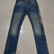 美國製 Levi's 501XX 47501 Salt Lake Bum LVC 大E 粉耳布邊 貓鬚 火焰紋水洗 丹寧 牛仔褲