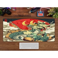 Oriental Chinese Dragon QiuNiu Gaming Desk Pad,RGB Gaming Mouse Pad, Loong LED Light Gaming Desk Mat,Mousepads XXL,Play Laptop Keyboard Mat