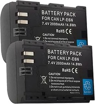 2 Packs 7.4V 2000mah LP-E6N Battery for Canon EOS R5 R6 R EOS 5DMark II、EOS 60D、EOS 6D、EOS 7D、 EOS 5D Mark III、EOS 70D、 EOS 7D Mark II EOS 80D