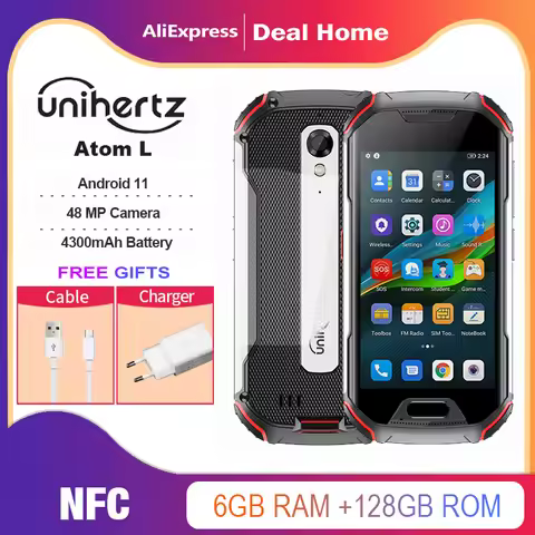 Unihertz Atom L 6GB+128GB, Rugged Unlocked Smartphone Android 11 Fast Charging 48 MP Camera 4300mAh 