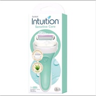 Schick Intuition Sensitive Care [ Skin Lubricant Bar - 2 x 0.35oz (10g) 1 Razor + 1 Travel Cap ]