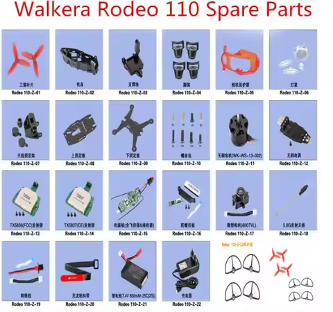 Walkera Rodeo 110 RC Drone Spare Part Propeller Blade Guard Motor ESC Transmitter Power Board Camera