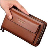 Brand Men Wallets with Coin Pocket Zipper Double Zipper Male Wallet Long Large Men Purse Coin Clutch Bag Black Brown SarahMi