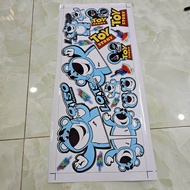 Combo logo sticker tem gấu dâu lotso xanh dễ thương dán trang trí xe máy 20x60cm