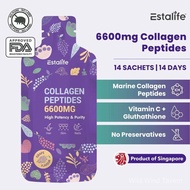 Estalife Collagen Peptides 6600mg with Vitamin C, L-Glutathione, and Grape Juice Supplement - Edible