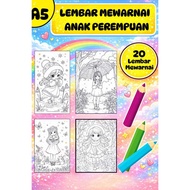 Girls' Coloring Sheets 20 Sheets A5 & A4 Size