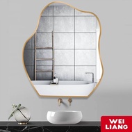 WEILIANG Nordic Bathroom Mirror, Non Perforated Irregular Mirror, Dressing Mirror, Toilet, Bathroom, Bathroom Mirror, Irregular Makeup Mirror