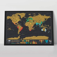 Frambie Framed World Map | A1 Scratchable Travel World Map With Black Frame | 82.5 x 59.4cm