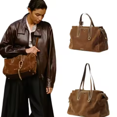 Songmont Trace Series Travel Bag, Suede Boston Tote single-shoulder bag, commuter large bag