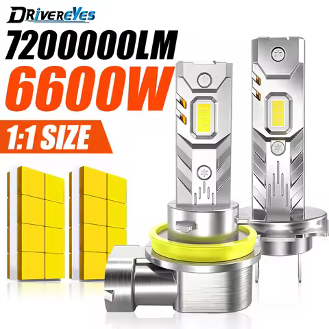 6600W H7 H4 H1 LED Headlight 7200000LM H8 H11 9005 HB3 9006 HB4 Lights Mini Lamp 1:1 Size Wireless F