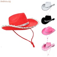 feelsaa Birthday Party Hats For Women Sequin Cowgirl Hat Party Cowboy Costume Adult