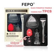 FEPO 7pcs/set Flat Top Makeup Brush Set Mini Powder Puff Professional Ceiling Cream with Cleaning So