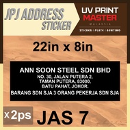 JPJ Address Sticker/BDM/BTM/Company Name Sticker/Address Sticker (1set 2ps )/Lorry Sticker/Van Stick