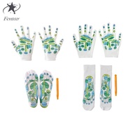 [Fenteer] 4 Pieces Reflexology Socks and Gloves Tool Set Acupressure Tools Gloves Socks and Gloves H