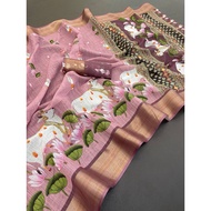 [1 minute saree] READYMADE PICHWAI PRINTED LINEN SAREE