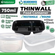 Thinwall Rectangle & Round 750ML Food Container Box Delkochoice Plastic Food Container