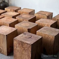 B & B Corner Ornaments Low Stool Changing Shoes Coffee Table Square Root Carving Pier Base Wooden Pi