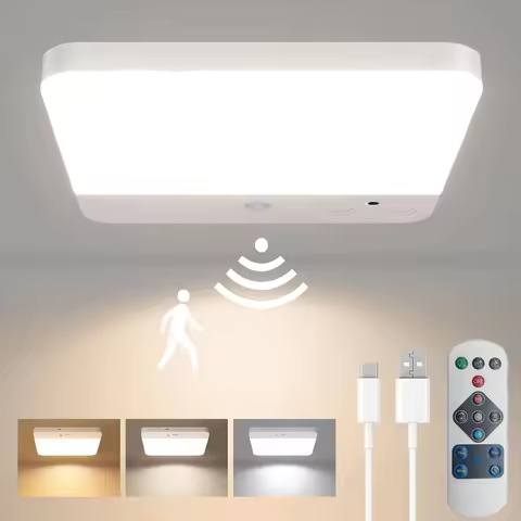 Cordless LED Motion Sensor Night Light, 4000mAh USB Rechargeable LED Light with Remote Control, Smar