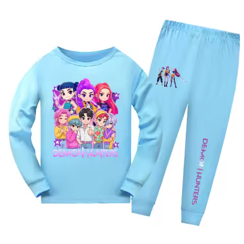Autumn Children Pajama Sets KPop Demon Hunters Huntrix Pyjamas Girls Boy Cotton Sleepwear Baby Under