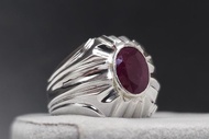 男士紅寶石戒指 | 手工純銀戒指 | 天然紅瑪瑙戒指