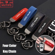 Audi Car Logo Key Chain Suede Carbon Fiber  Pure Color Key Ring Fashion Buckle For A3 8l A1 Q5 TT mk
