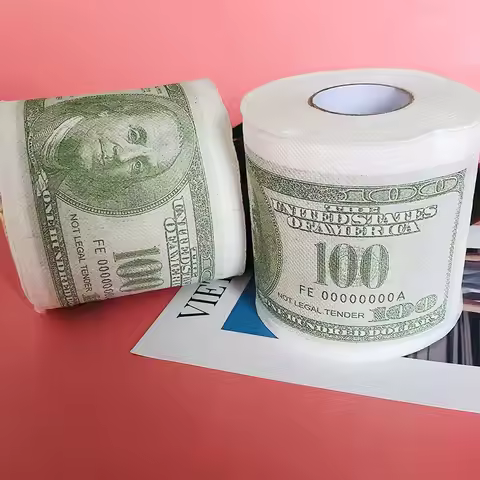 Novelty Funny One Hundred Dollar Bill Toilet Roll Paper Money Roll $100 Novel Gift 2Ply Paper Towels