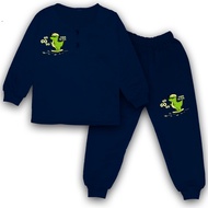 setelan anak set terbaru gambar dino kiano panjang anak laki laki perempuan usia 1-5 tahun