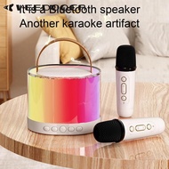VEEDOOCA Wireless Speaker Portable Microphone Karaoke Machine LED Speaker With Carrying Handle For Home Kitchen Outdoor Travelling