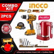 INGCO Cordless 2PCS/SET Combo Kit Brushless Impact Drill with Kitchen Mixer / 20V Cordless Impact Drill TFM ICPT
