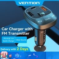 Vention Car Charger Music Player Bluetooth V5.0 FM Transmitter Radio Wireless Modulator With Handsfr