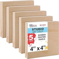 U.S. Art Supply 4" x 4" Birch Wood Paint Pouring Panel Boards, Studio 3/4" Deep Cradle (Pack of 5) -