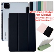 เคสแผ่น Xiaomi 6 Pro 11นิ้ว Mi Pad6 Pro 11 ''พร้อมที่วางปากกาใสด้านหลัง Casing Magnetik แผ่น Xiaomi 5 Pro Pad5 Mi Pro 11'' Casing Tablet ฝาครอบขาตั้ง