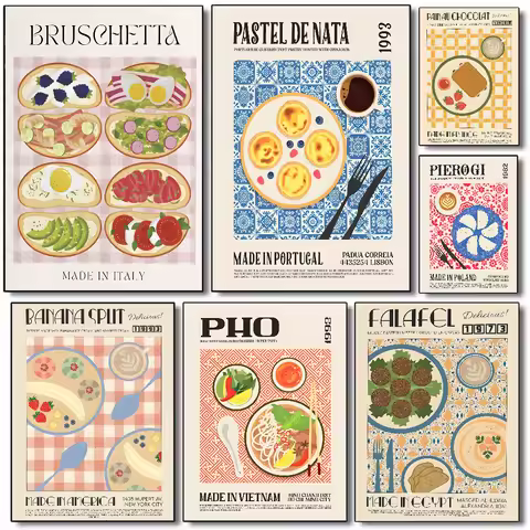 Retro Japanese Korean traditional food Poster HD art sticky wall waterproof home living room bedroom