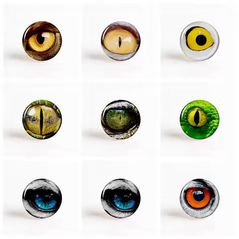 5Pcs/lot Animal Eyes Glass Dome Dragon Snake Owl Cat Tiger Evil Eyes Cabochon 25MM Diy Jewelry Suppl