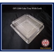 OP-L200 8" Square Cake Tray with Lock / Bakery Disposable Plastic Clear Food Box / Bekas Kek 8" [ 10