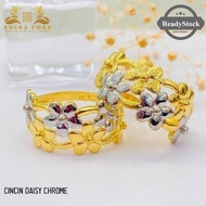 Cincin Emas Fesyen Bunga Daisy Sakura Chrome | Gold 916 💯 Original