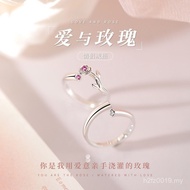 999 Creative Rose Love and Sterling Silver Pure Silver Couple Ring Fashion Opening Couple All-Match 