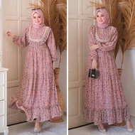 SAKURA DRESS Pakaian Wanita Muslim Remaja Wanita Gamis Pesta Gamis Bunga Terbaru 2021 Modern Import One Size Dress Motif Bunga Sakura Panjang Lengan Panjang Kerut Kekinian Fashion Realpicture 2021 Gamis Import Promo 2021