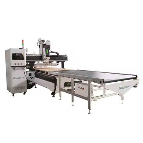 Mesin Router Cnc pemuatan dan pembongkaran otomatis ukiran kayu Cnc, furnitur pintu kayu lapis 1325