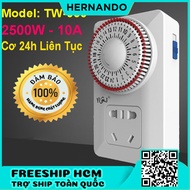 2500W Ổ cắm điện hẹn giờ cơ TW-960 24 tiếng Công tắc hẹn giờ tự động Ổ cắm cơ học Ổ cắm phích cắm cu