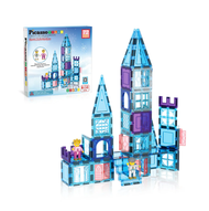 PicassoTiles 72 Pc Ice Castle Magnet Building Tiles with Characters