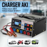 OTOHEROES Cas Charger Aki Otomatis Mobil Motor 400W 12V/24V 400Ah LCD - YQ 400aH