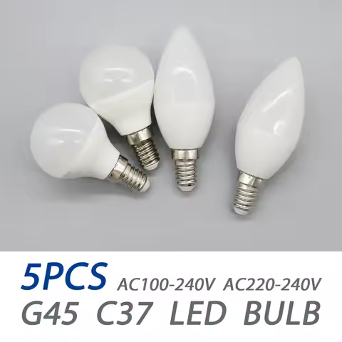 5-Pack E14 LED Light Bulb 7W G45 C37 AC 220V 110V 120V Eco-Friendly Mini Lamp Non-Flicker 3000K 4000