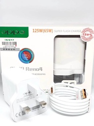 100% Original Oppo 65w Reno Charger Oppo Super VOOC Flash Charger With Type-C Cable